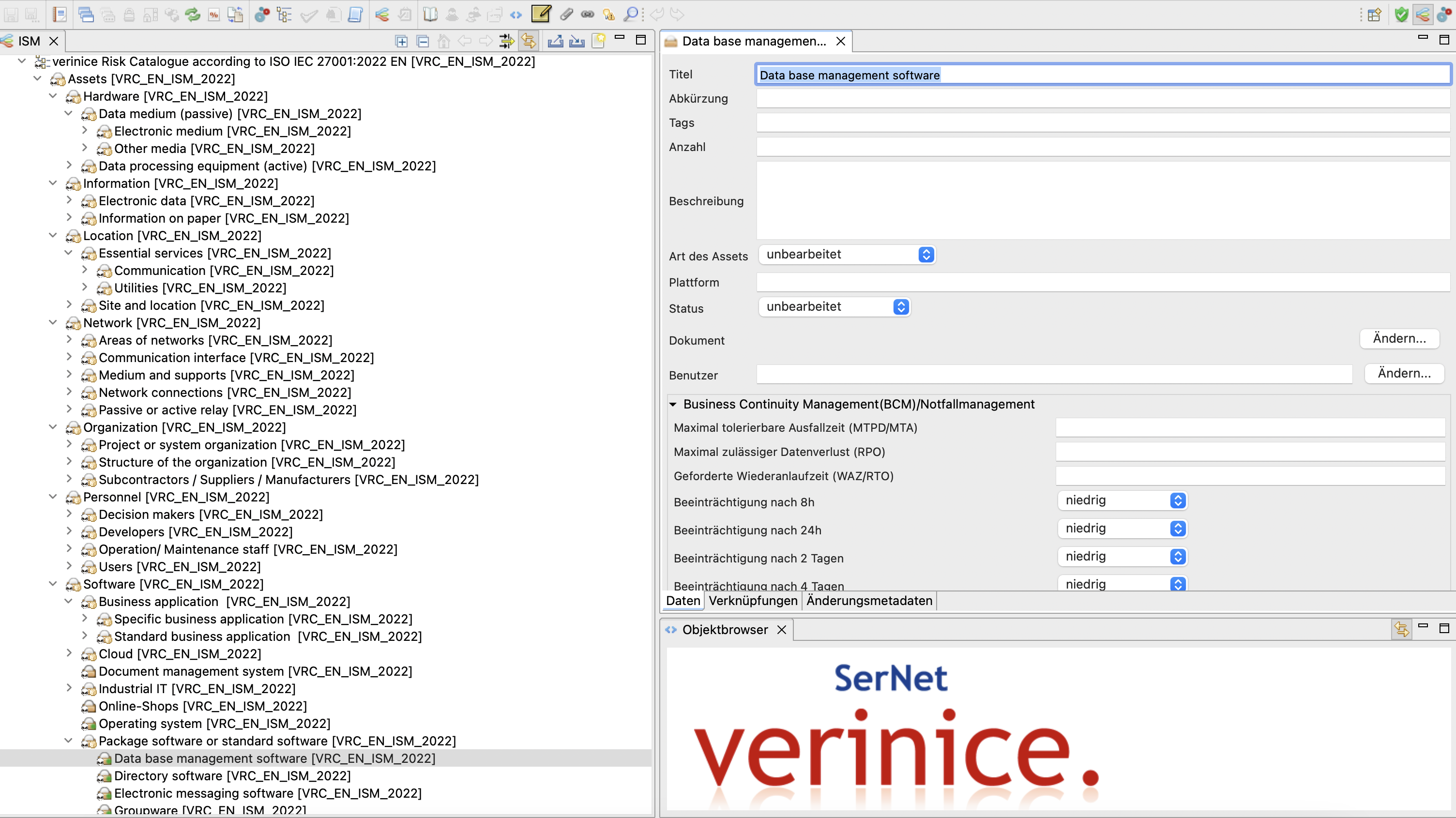 verinice Risk Catalog (ISO 27001 / NIS2)